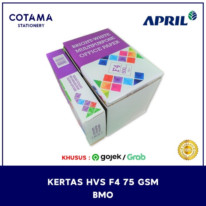 

Kertas HVS F4 75gr BMO - 1 Rim isi 500 Lembar