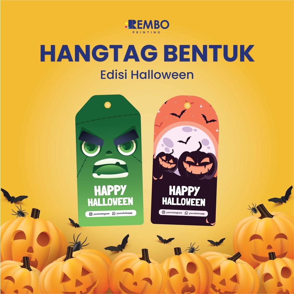 

Hang Tag Baju Bentuk Edisi Halloween - Label Baju Pola - Cetak Hangtag Baju Bentuk Pola - Label Merek - Hang Tag custom bentuk pola Halloween Trick or Treat