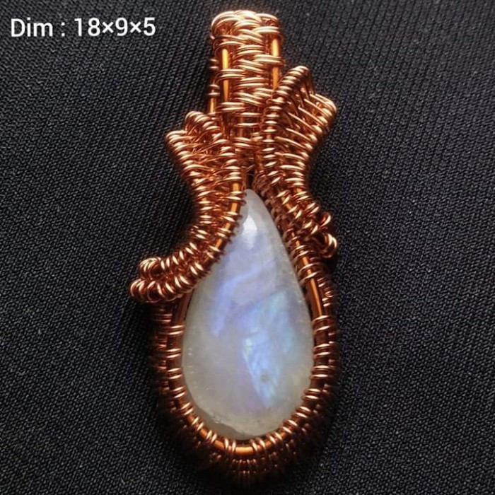 Liontin Batu Akik Natural Biduri Bulan Kilau Biru Ungu Laut Unik Antik