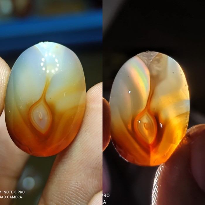 Natural Batu Akik Motif Gambar Kantong Semar Pelangi Rainbow Antik 3