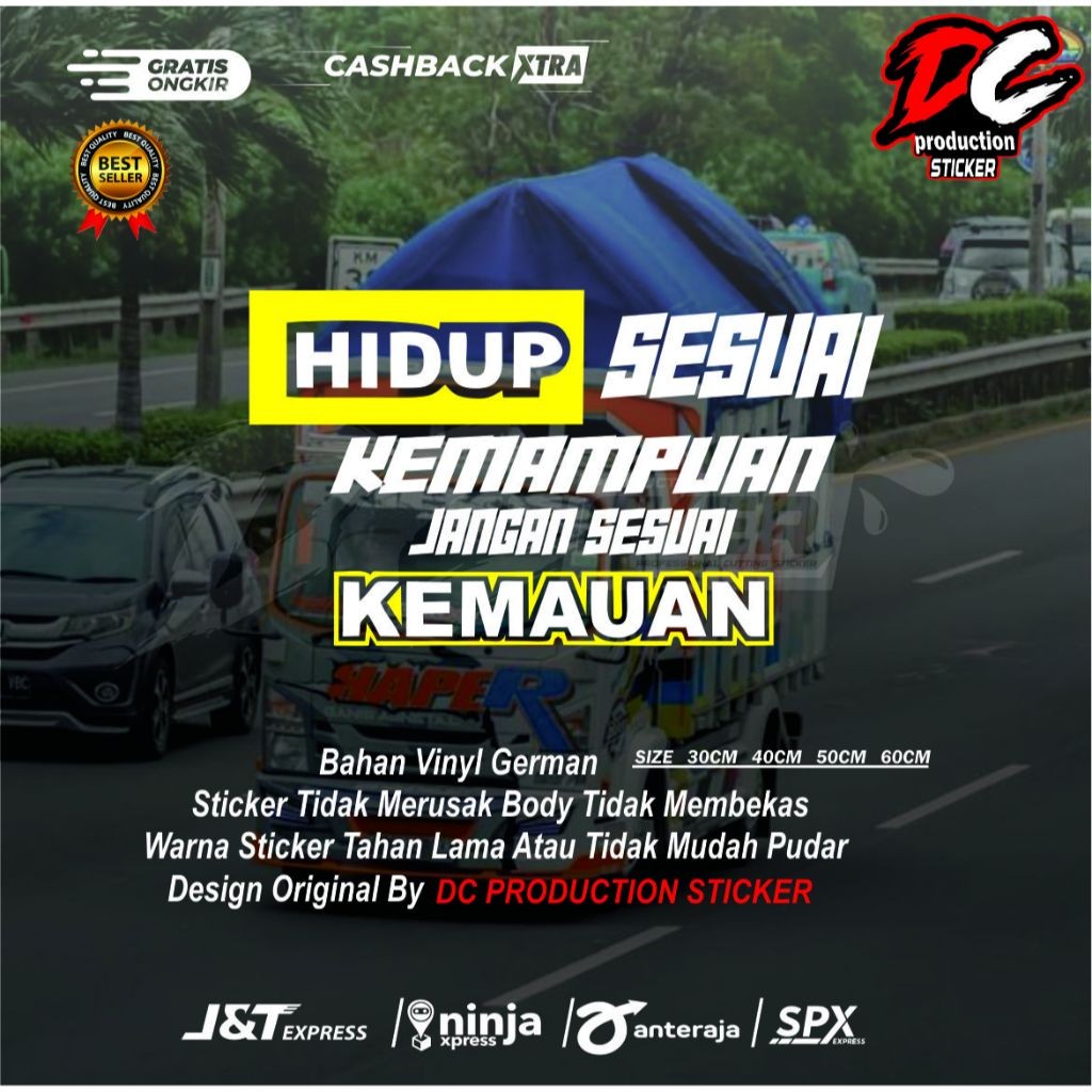 Promo terlaris cuting stiker buat kaca mobil truck pickup L300 sticker kata kata motivasi