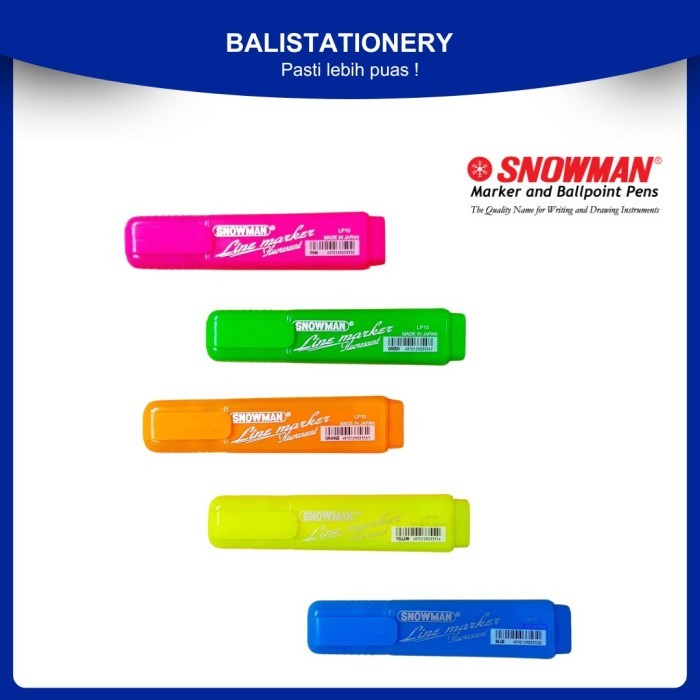

Highlighter Stabilo Snowman LP10 Biru Kuning Orange Hijau Pink - Satuan