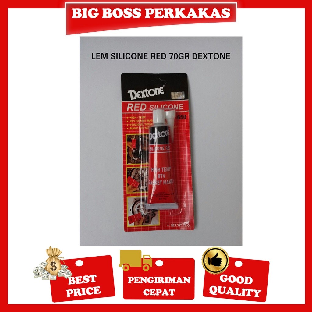 

Dextone red silicone 70gr -30gr dextone red lem gasket merah