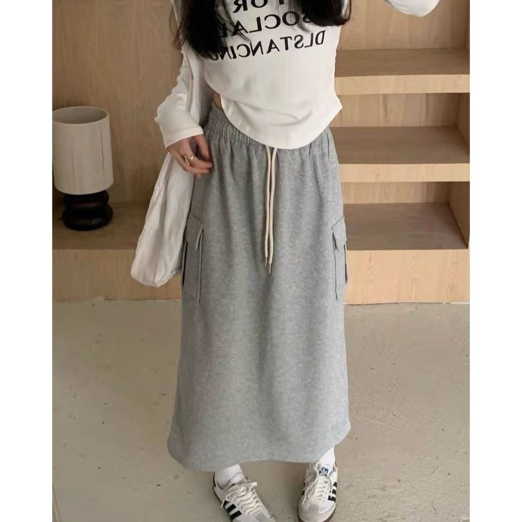 DIJAMIN ORI ROK POLOS Wanita Korean Style Wanita - Rok Panjang Wanita Bahan Fleece Premium Kekinian