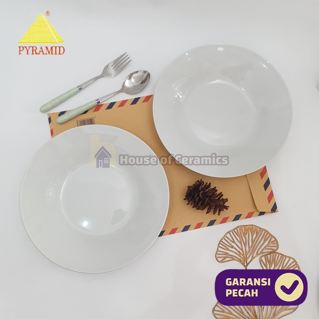 PYRAMID Piring Keramik Putih Makan 9 Inch Piring Makan Keramik Cantik Aesthetic Polos Simple