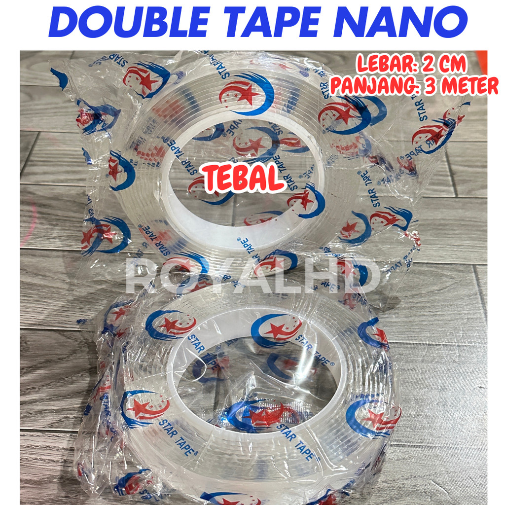 

2 CM X 3 METER DOUBLE TAPE TRANSPARAN NANO TEBAL 2MM / FLEKSIBLE LEM SUPER STAR TAPE AJAIB ISOLASI PEREKAT SERBAGUNA LAKBAN BOLAK BALIK