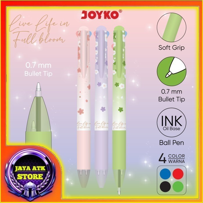 

JOYKO Ball Pen Pulpen Pena BP-366 Quaco 5 0.7 mm 4 Warna Colors