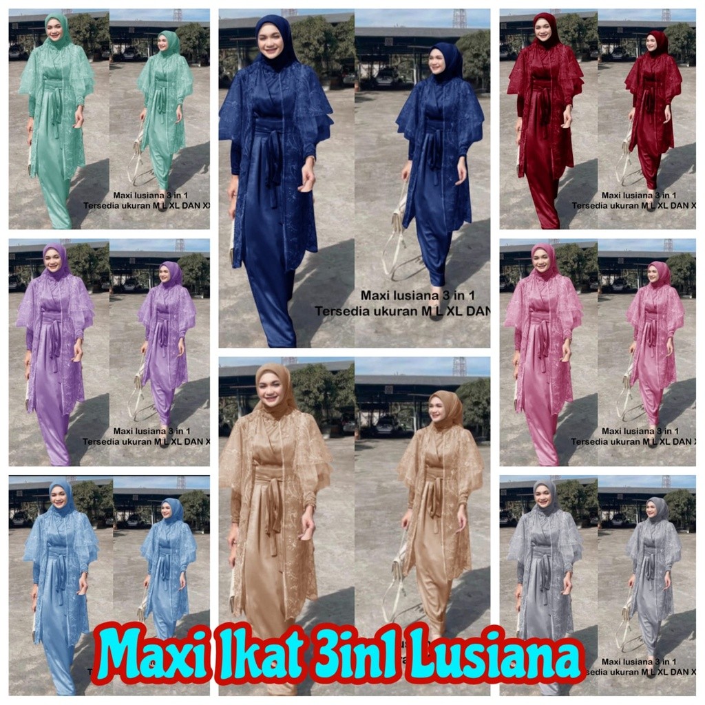NEW COD GAMIS PESTA LEBARAN KONDANGAN PERNIKAHAN 2025 - Pakaian Gamis Muslim Wanita Maxi Ikat 3in1 L