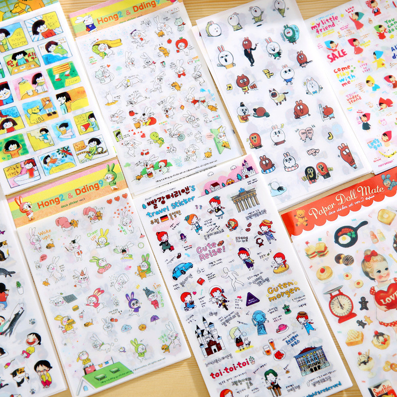 

6pcs/lot Creative Cat girl Rabbit Decorative Stickers For Phone Diary Sticker Scrapbook Decoration PVC Stationery Stickers
