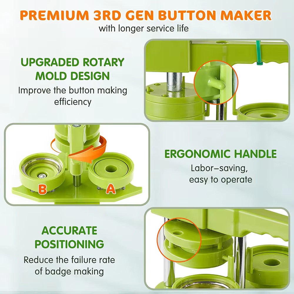

HenJO DCBADGE Mesin Press Pin Bros Peniti Bulat Rotating Button Maker - DC-109