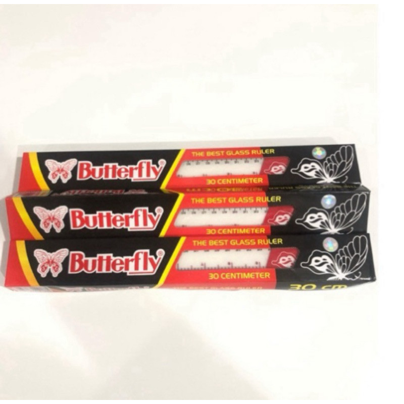 

Grosir Penggaris Plastik Buterfly 30 cm / Mika Glass Ruller ButterFly - 1 Pack / Isi 12 PCS
