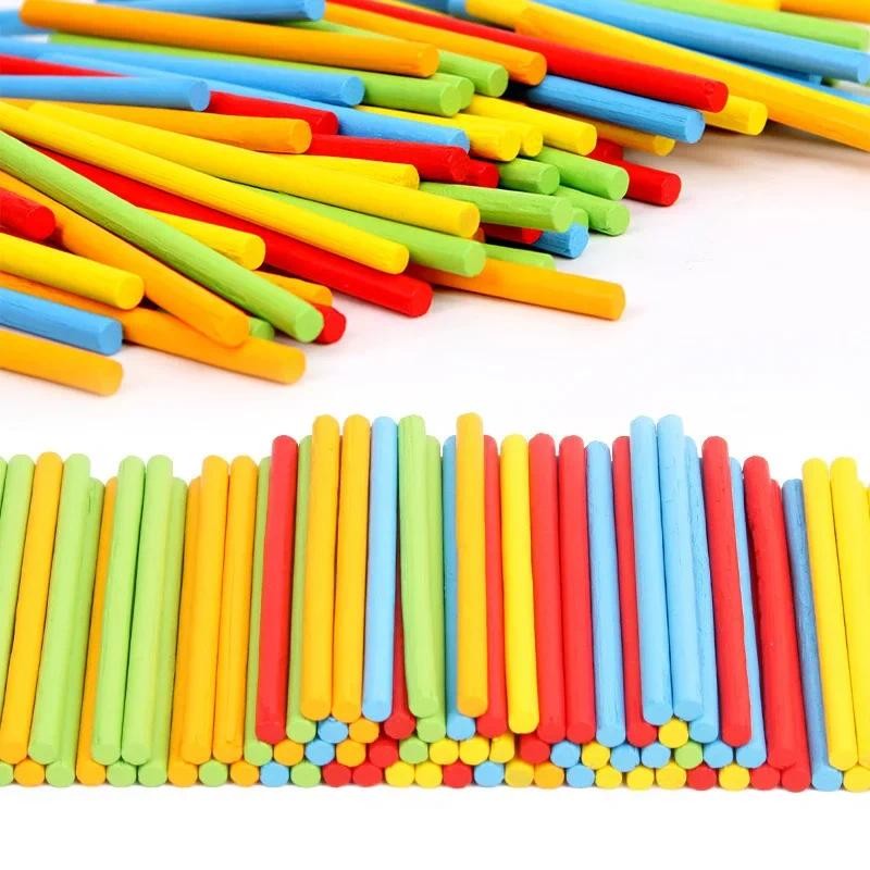 

100 Pcs/Pack Colorful Bamboo Sticks Mathematics Counting Game Montessori Preschool Math Learning Toy