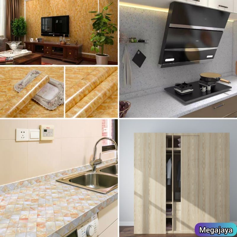 MJ67G Wallpaper Dinding Lantai Dapur Lantai Meja Pintu Bahan TEBAL PREMIUM Tidak Membekas Lem Terjam