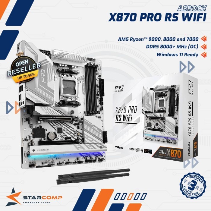 ASRock X870 Pro RS WIFI AM5 AMD X870 DDR5 USB3.2 Type-C SATA3