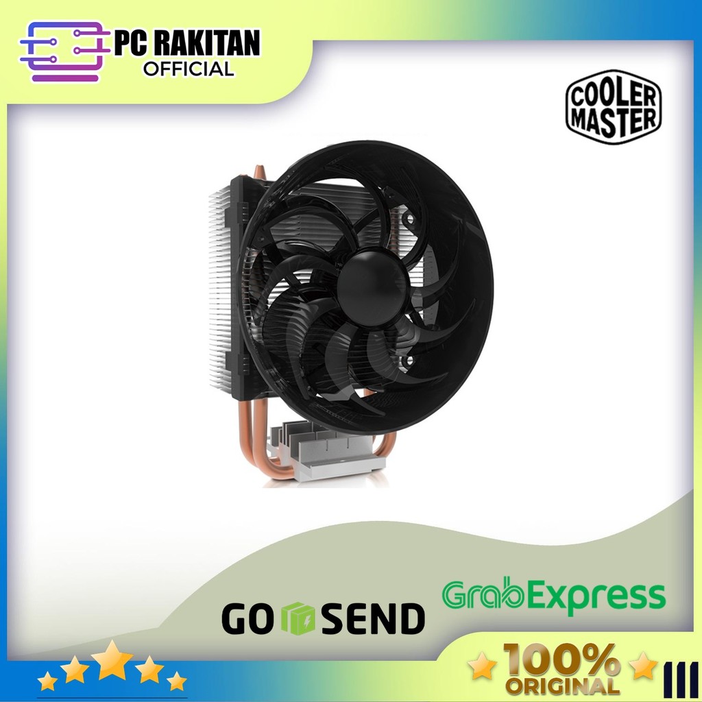 COOLER MASTER CPU AIR COOLER HYPER T200 (1X 92MM BLACK FAN + 2 HEATPIPES) BLACK 1Y