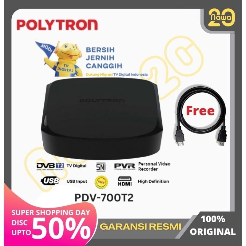 POLYTRON STB PDV 700T2 DIGITAL TV PDV700T2 DVB T2 ORIGINAL