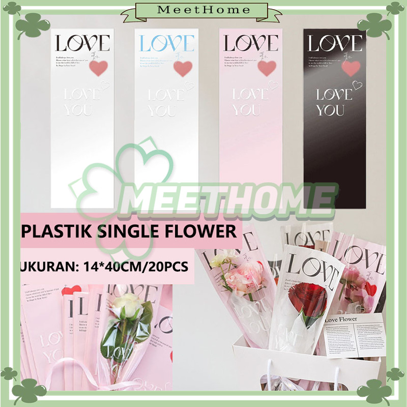 

[1 pack 20 lembar] Plastik Single Flower Tulisan Love
