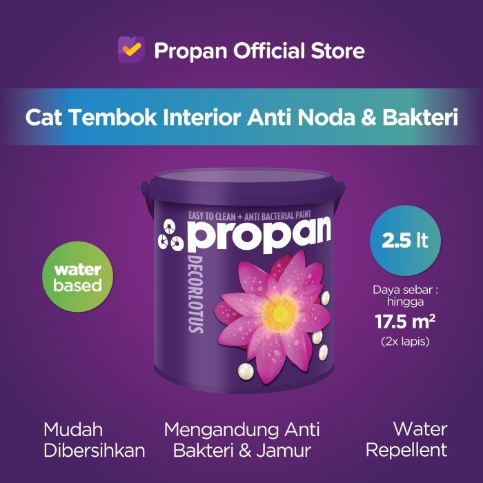 CAT TEMBOK INTERIOR ANTI NODA & BAKTERI PROPAN DECORLOTUS WHITE-9101 2.5L