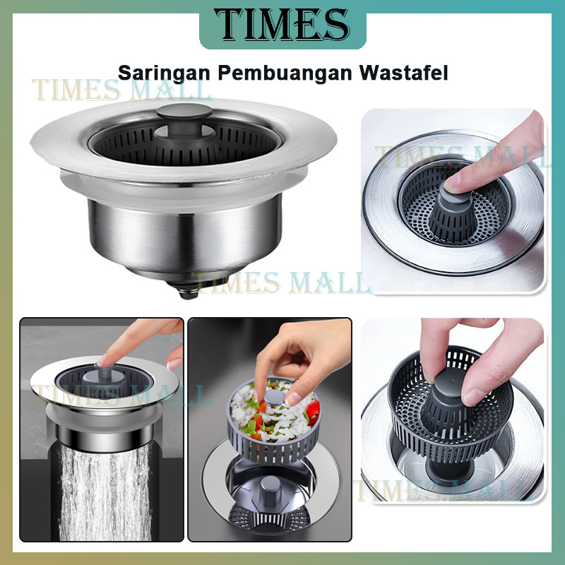 Saringan Wastafel Dapur/Saringan Bak Cuci Wastafel/Kepala Wastafel Pencet/Wastafel Dapur