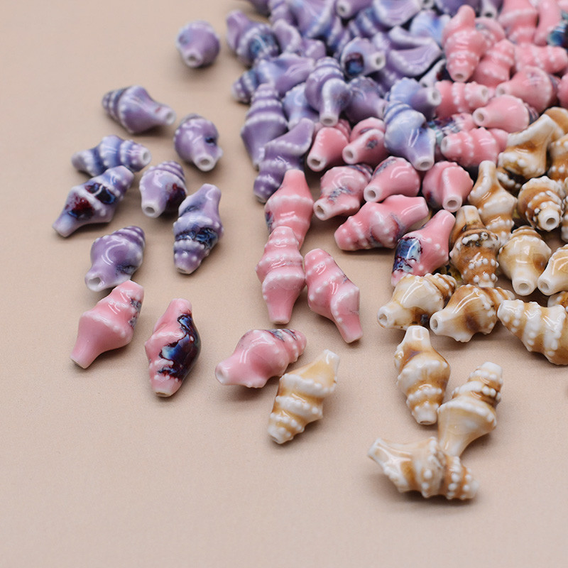 

Mixed 5/10pcs/lot Ceramics Beads Conch Shell Shape Loose Spacer Beads for Jewelry Making DIY Bracelet