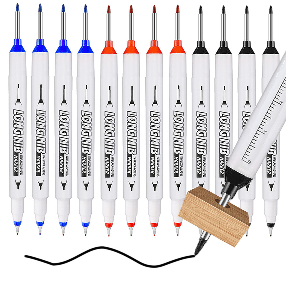 

20mm Double-Tip Deep Hole Long Head Nib Markers For Metal Pen Waterproof Bathroom Woodworking Decoration Multi-Purpose
