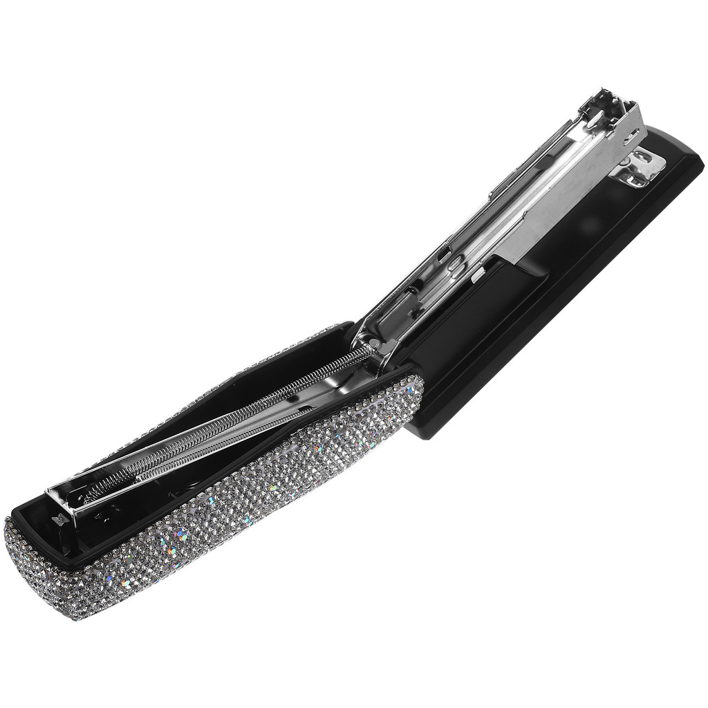 

1Set Rhinestone Diamond Stapler White Office Desk Paper Hand Classroom Heavy Duty Portable Metal Stationery Tool