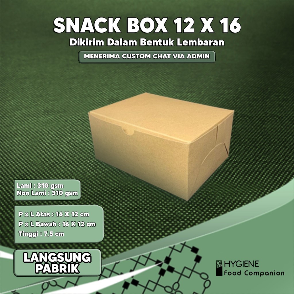 

Caztore dus kue 12x16 / dus snack box 12 x 16 / kotak kardus kue laminasi tebal 310 gsm
