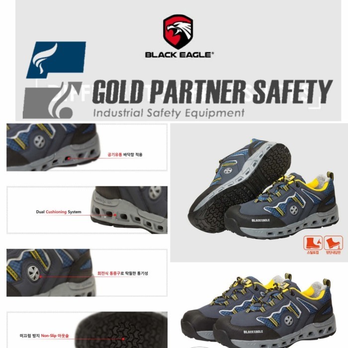 Sepatu safety shoes sport black Eagle Original safety shoes Qc eksport - 40