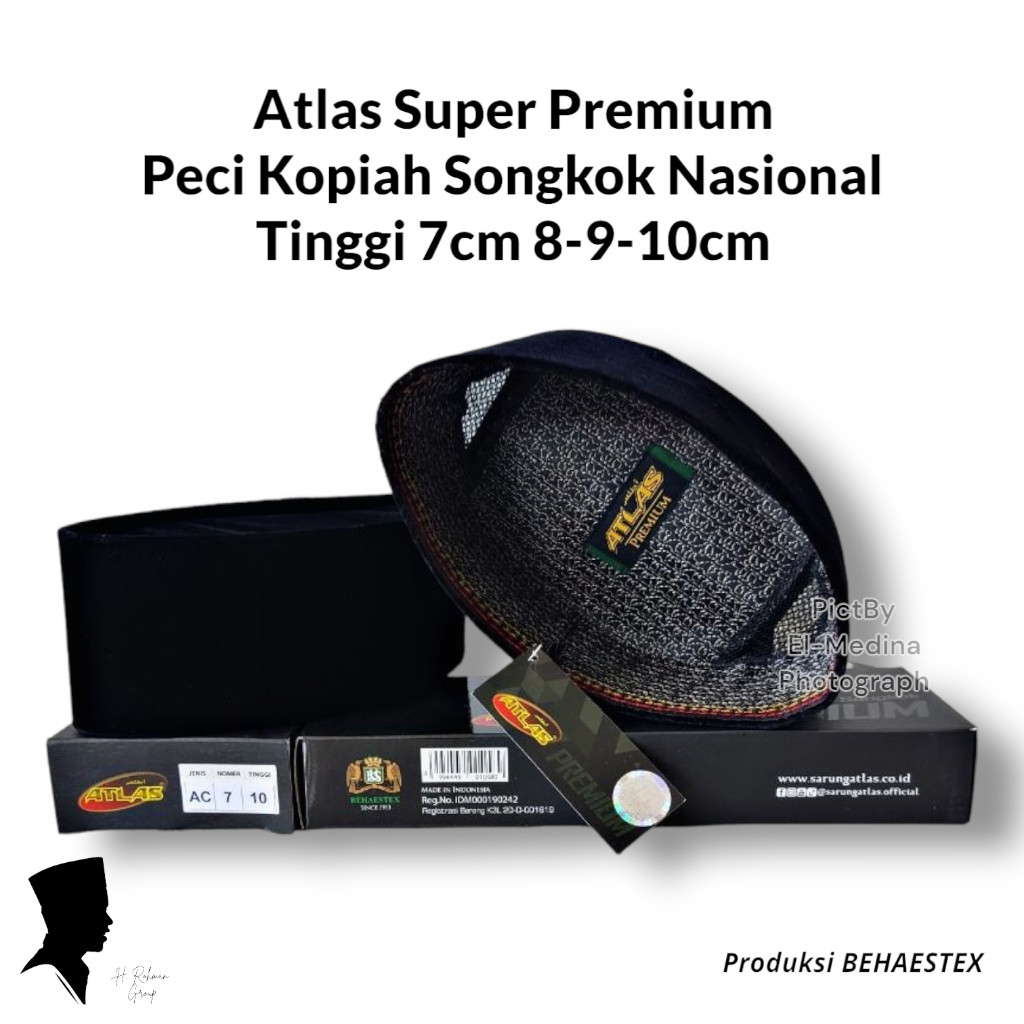 WHS peci hitam anak laki laki premium super beludru ATLAS ORI Lengkap produksi PT. Behaestex