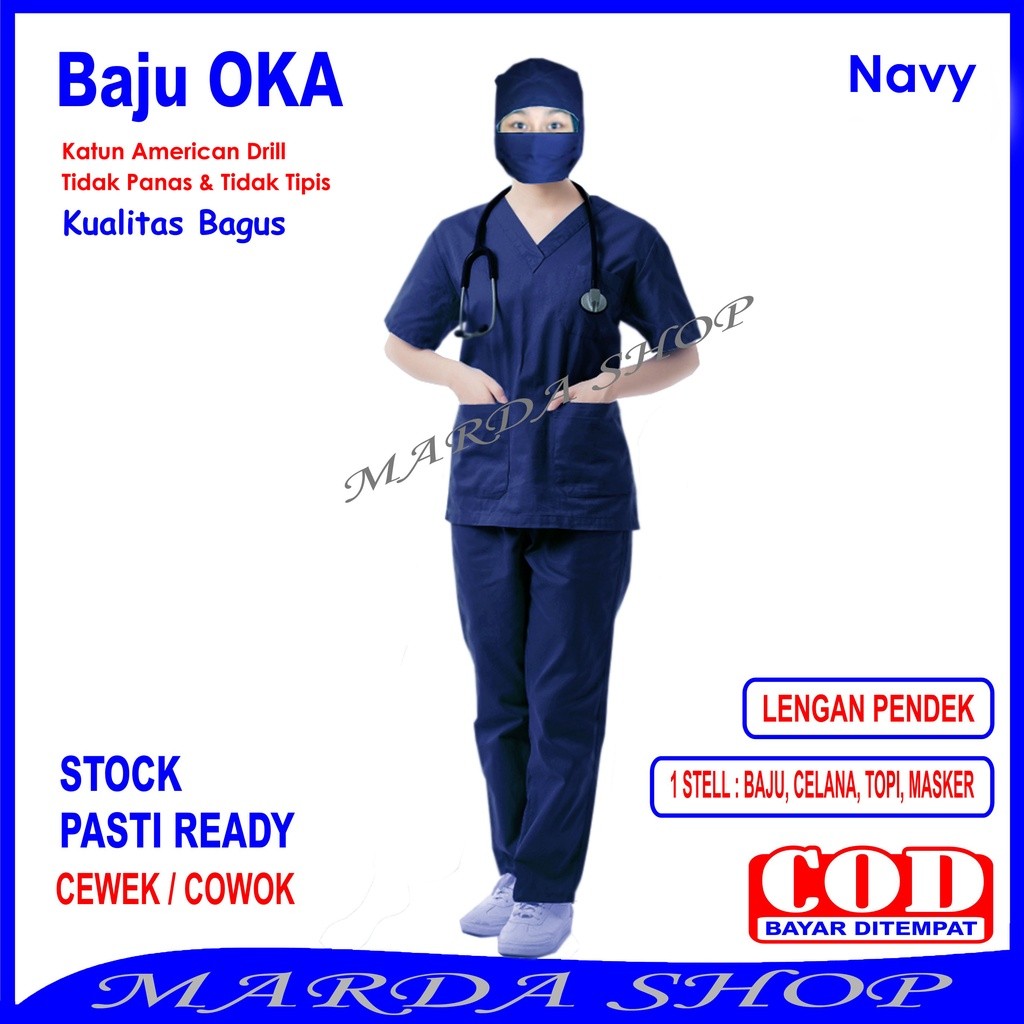 Promo Baju OKA/Baju Scrub/Baju Perawat, Pria Wanita Lengan Pendek
