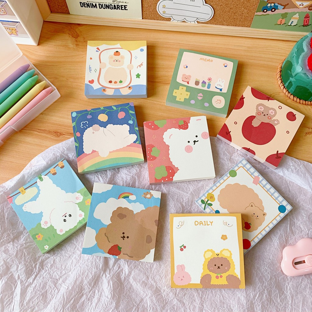 

Cute Cartoon Bear Pad, Electronics, Amateur Account, Can Tear Memo Message Notebook, Memo Sheets, Kawaii Stationery, 100 Sheets