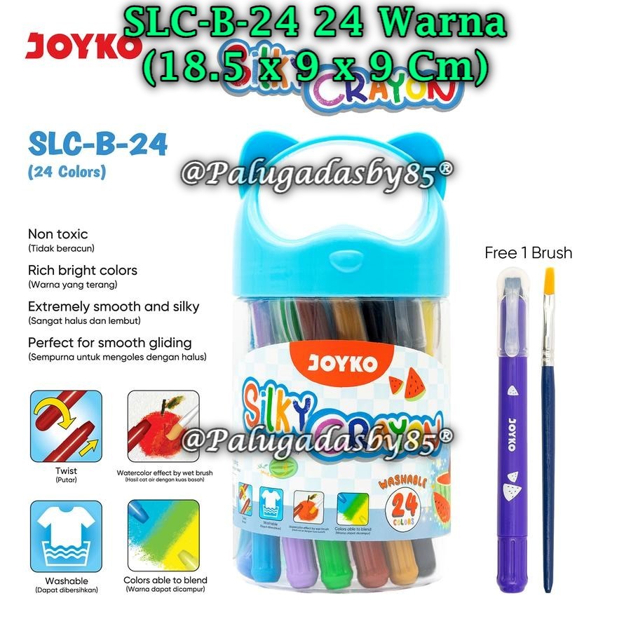 

(1 Tube isi 24 Pcs) GROSIR Silky Crayon Joyko SLC-B-24 24 Warna / Crayon Krayon Halus Joyko SLC-B