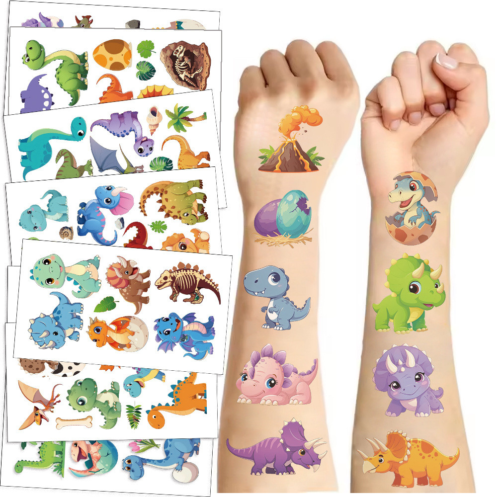 

10 Sheets Dinosaurs Tattoo Sticker Temporary Fake Tattoo Arm Hands Body Waterdichte Tatouages Pour Kids Toy Gift