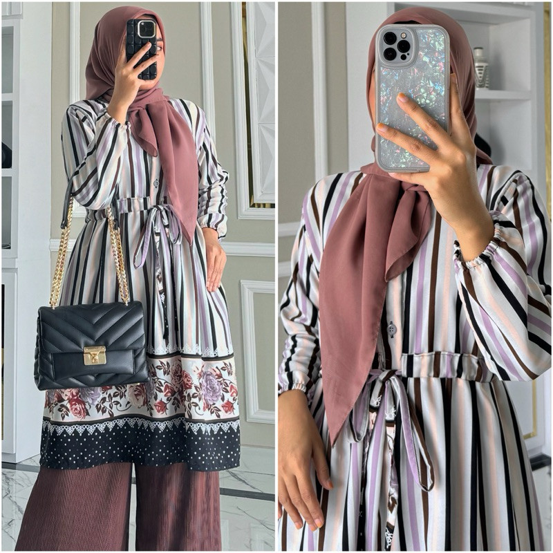 FARRAH tunik by CODELINE / Tunik motif / Tunik salur / Tunik garis-garis