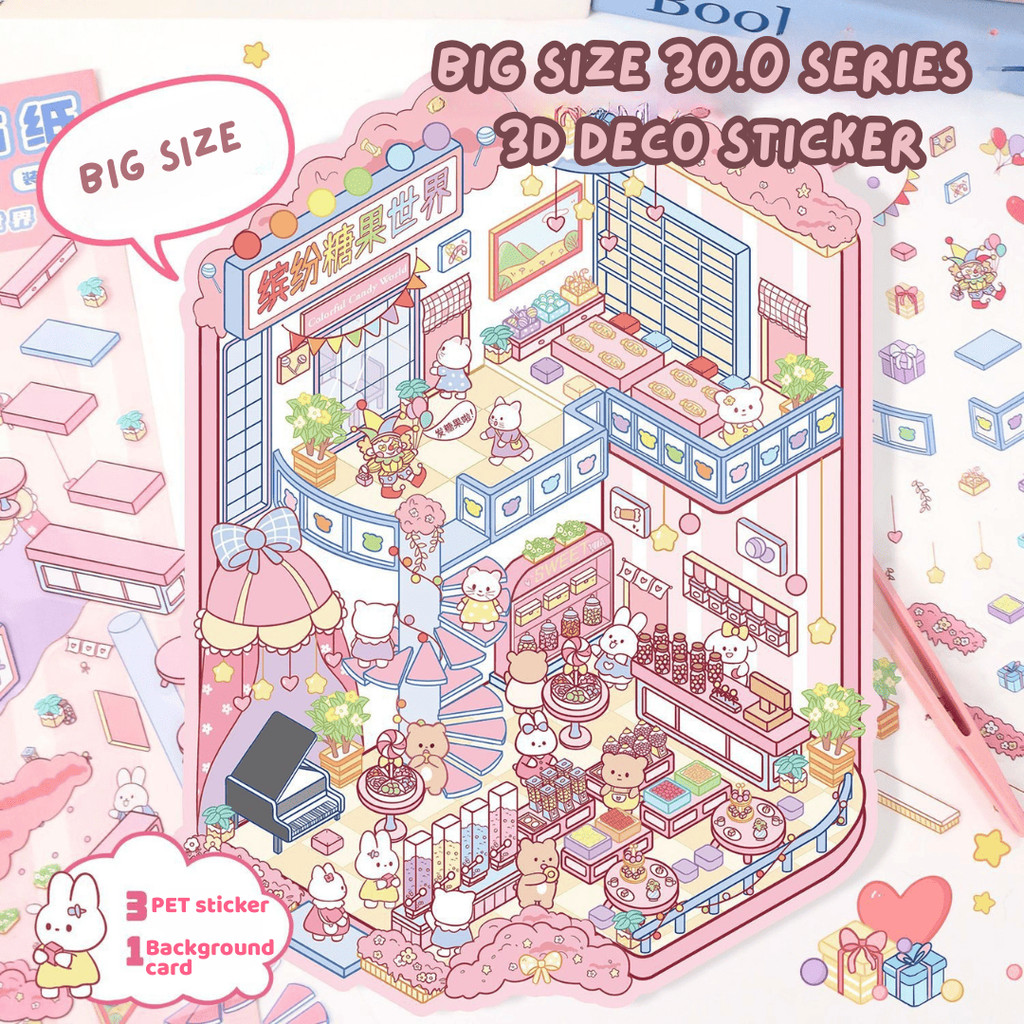 

[HARU] Big Size 30.0 series 3D Deco Sticker Sticker Sheet Sticker Stiker 3D Dekorasi Ruangan Sticker Premium Satisfying Decoration Mainan Anak Korean Stiker Pet Premium