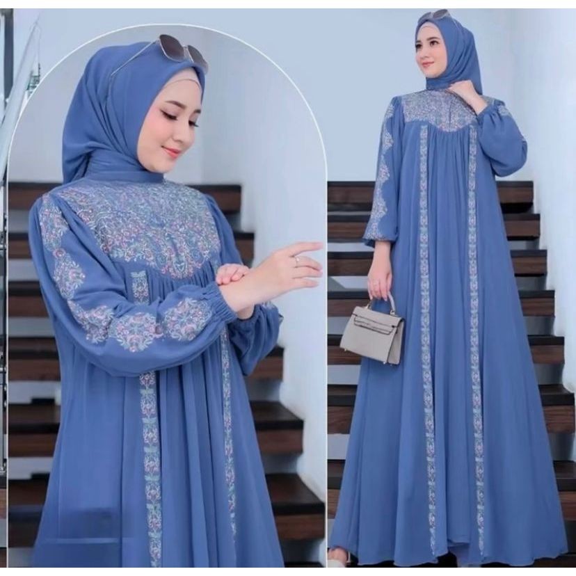 promo alesha fashion batari dress kekinian mewah ceruti babydoll aplikasi bordir cantik wanita musli