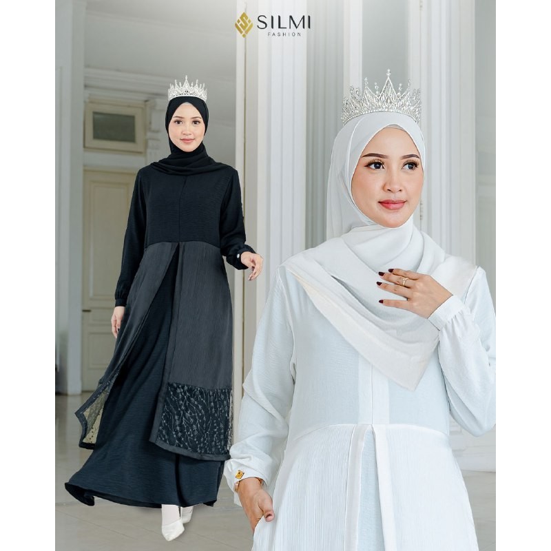 Gamis Kondangan Simple Elegan  Rayya Family  Gamis Melayu Terbaru   Dress Melayu Wanita Putih Simple