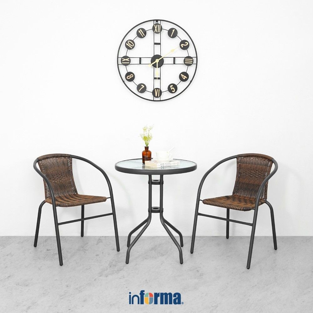 Informa Colorado Set Kursi & Meja Teras - Cokelat Balcony Table Chair Furniture Outdoor Serbaguna Fu