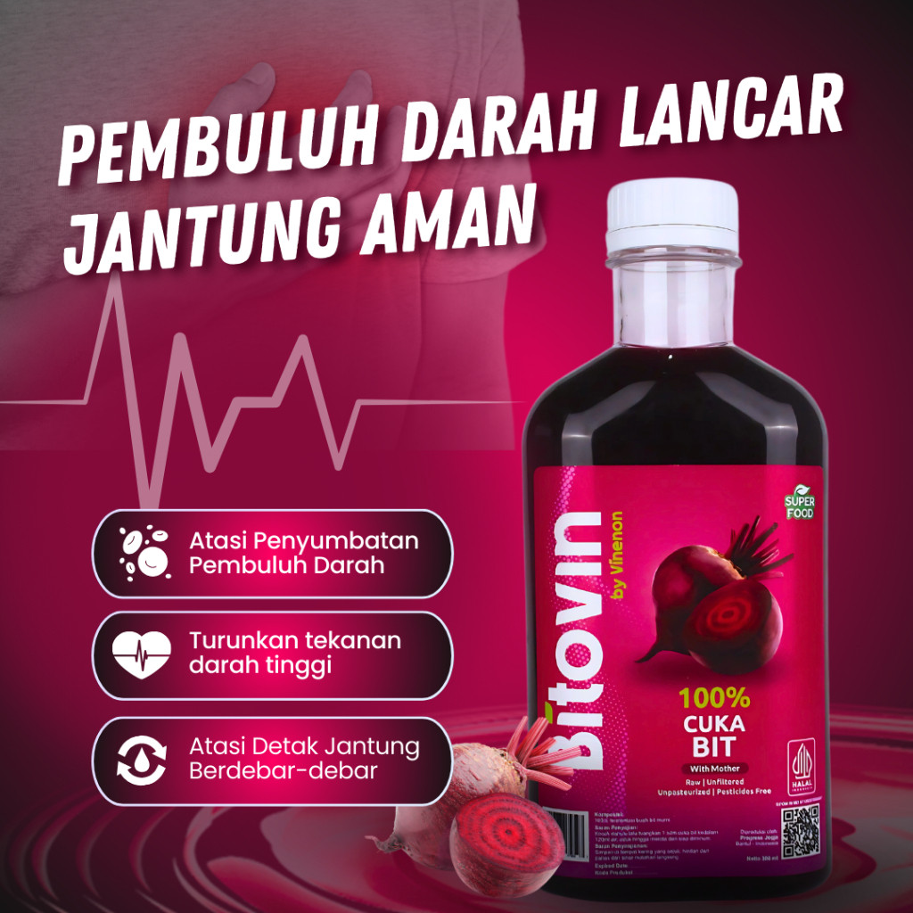 

BITOVIN - Cuka Buah Bit Original - Penambah Darah Secara Alami - Solusi Untuk Kesehatan Jantung