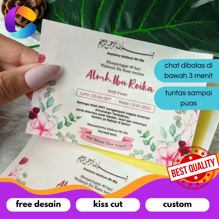 

Cetak INC Stiker Tahlilan Pengajian Mengenang Wafatnya 40 100 1000 Hari Kotak Nasi dan Box Makanan