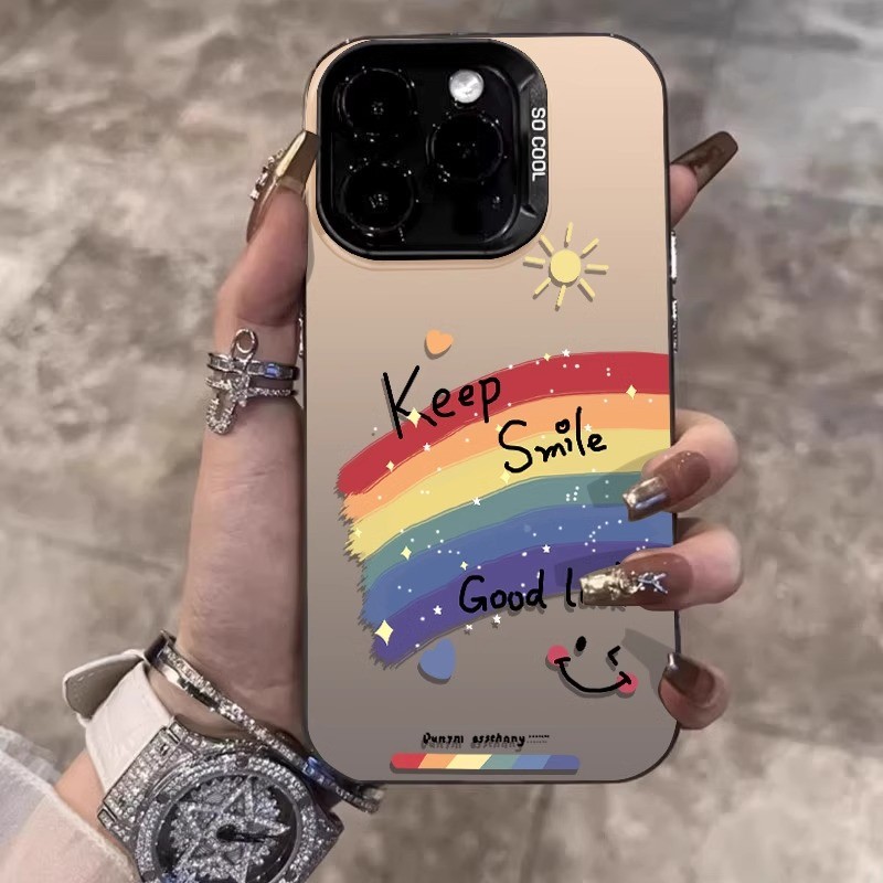 Nudesign pelangi Sesuai untuk phone case OPPO a16 aesthetic a18 premium a5s one piece a17 case benin