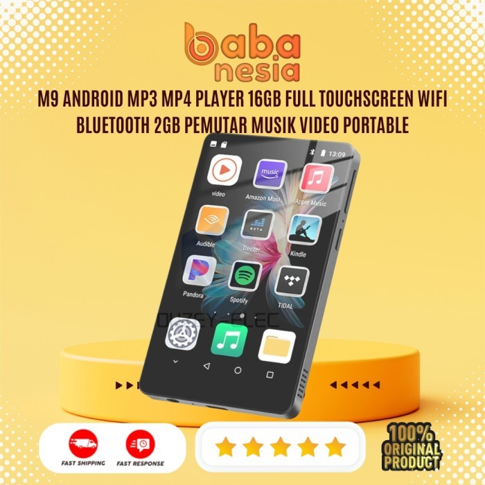 M9 Android MP3 MP4 Player 16GB Full Touchscreen WiFi Bluetooth 2GB Pemutar Musik Video Portable