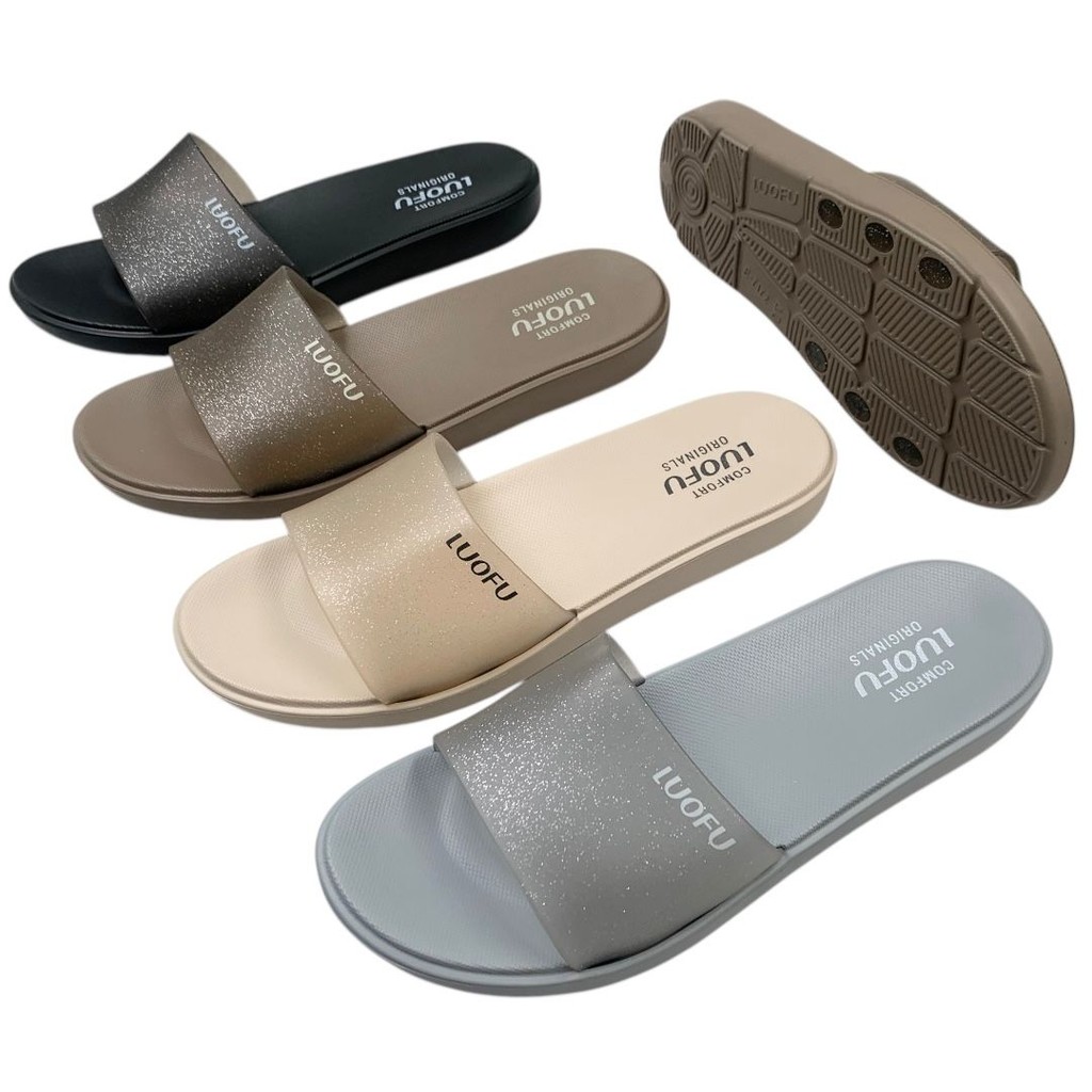 88 LUOFU Sandal Selop Karet Wanita Glitter Import E7172TF-BRBW (AQ5)