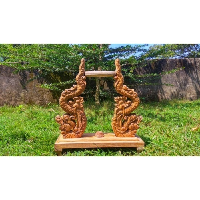 Jagrak Pusaka Isi 1 Ukiran Naga Keraton Kembar Mentahan Kayu Jati Asli