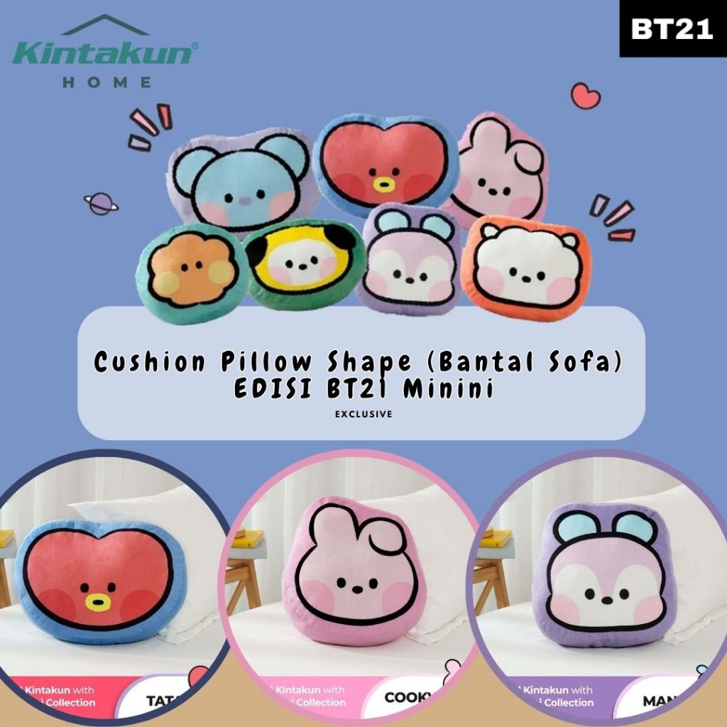 JAKLUIS_SHOP [EXCLUSIVE] [BT21 ARMY] Kintakun Home - Cushion Pillow Shape (Bantal Sofa) LIMITED EDIT