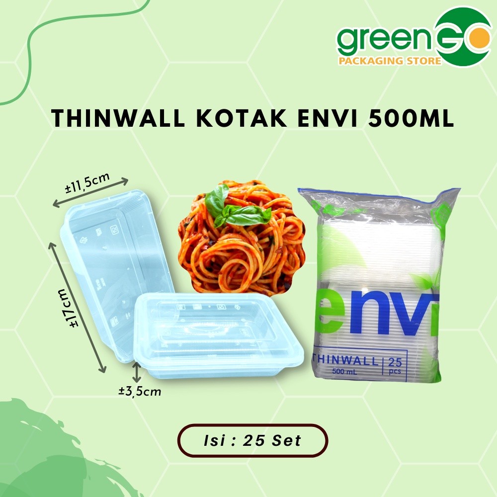 [LW] THINWALL KOTAK MAKAN 500ML ENVI ISI 25 SET THINWALL PERSEGI TRANSPARAN PREMIUM THINWALL KOTAK T