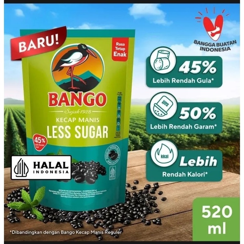 

BANGO Kecap manis LESS SUGAR 520ml Rendah Gula Termurah Bisa COD