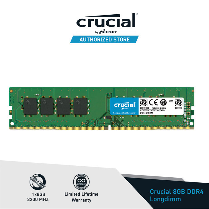 Crucial UDIMM DDR4 8GB 16GB 32GB 2666/3200 CL22 Longdimm Memory RAM PC - 8GB DDR4 3200