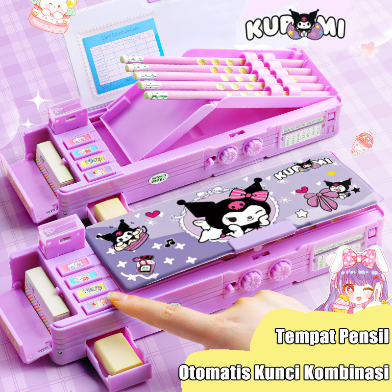 

Kotak alat tulis gadis Kotak pensil kata sandi multi-fungsi wanita yang cocok untuk siswa kelas 1-3 TK Tempat Pensil Kata Sandi Multifungsi KUROMI Kotak Pensil Kedua Sisi Pola Kartun SANRIO