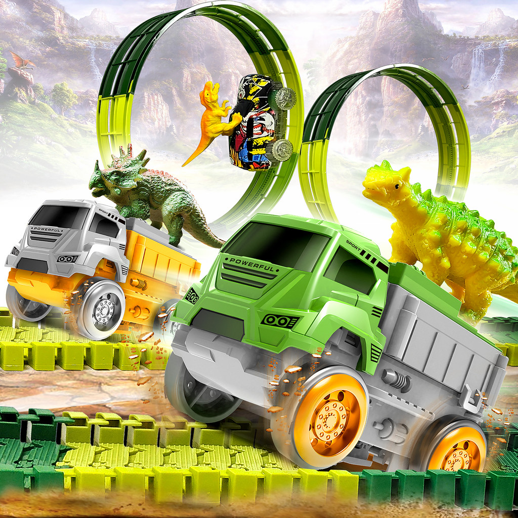 Electric dinosaur Track car Magic Climbing Railway Toy Car Flexible track Toy Cars Educational Toys 